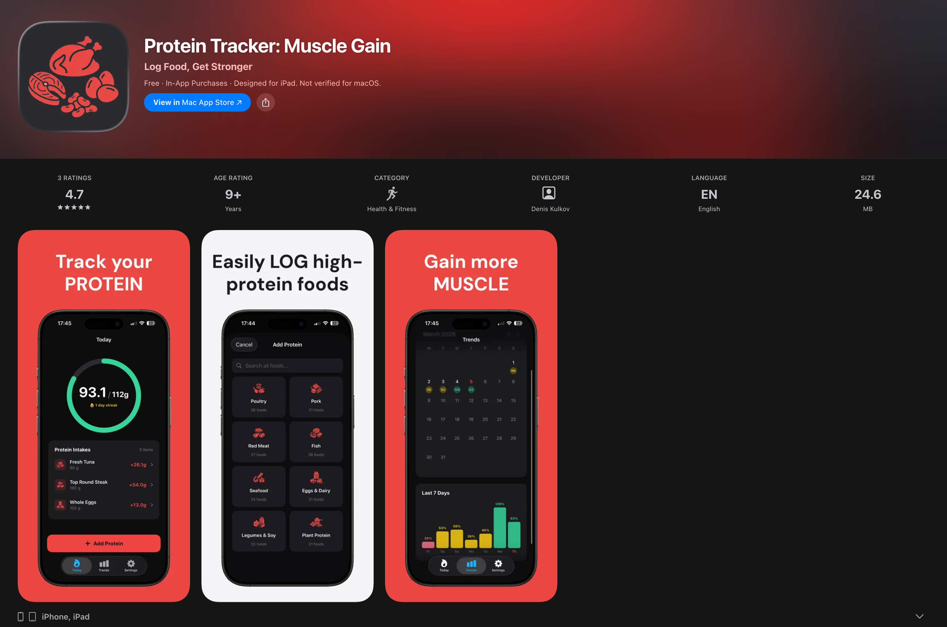 Protein Tracker: Muscle Gain screenshot