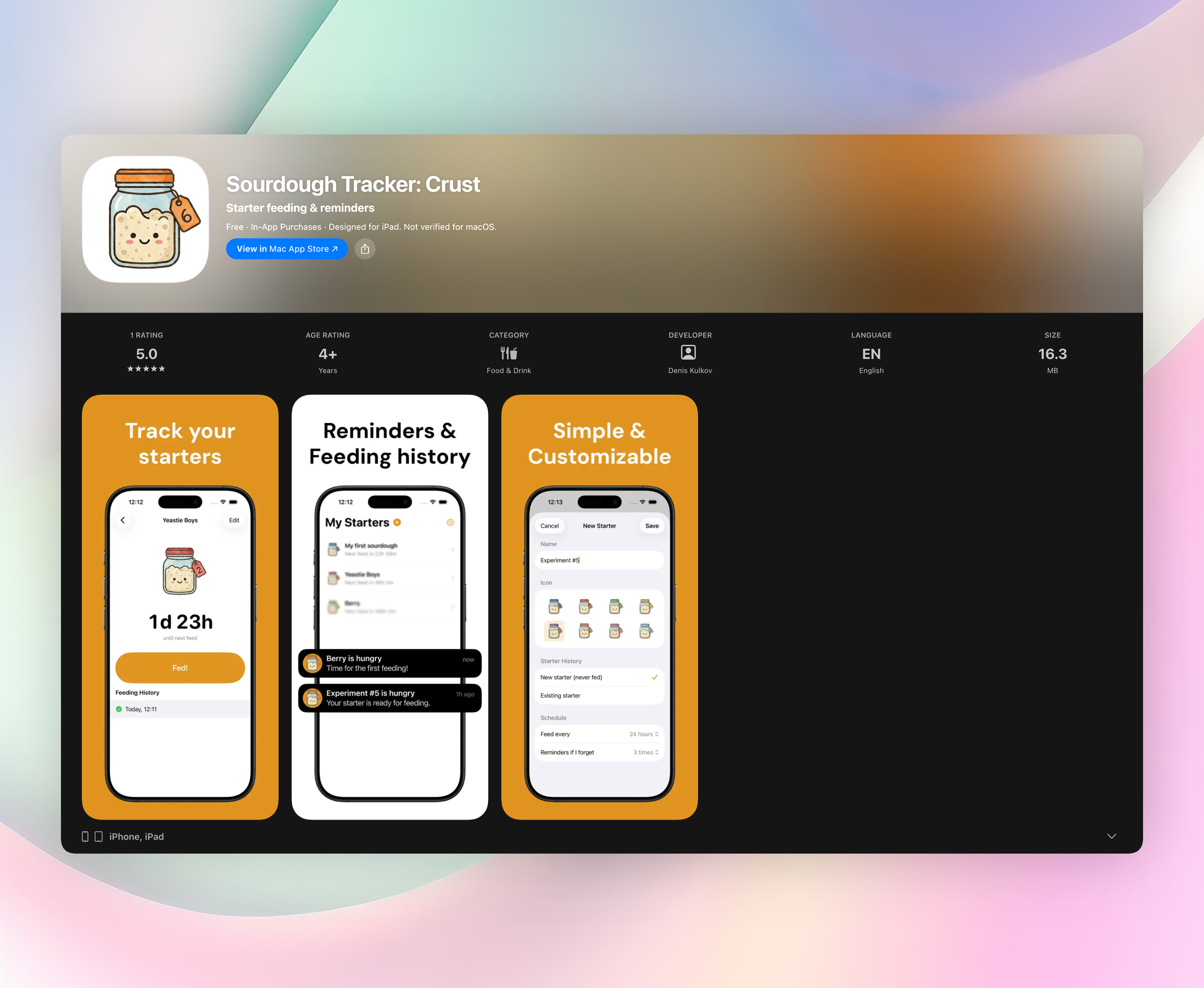 Sourdough Tracker: Crust screenshot