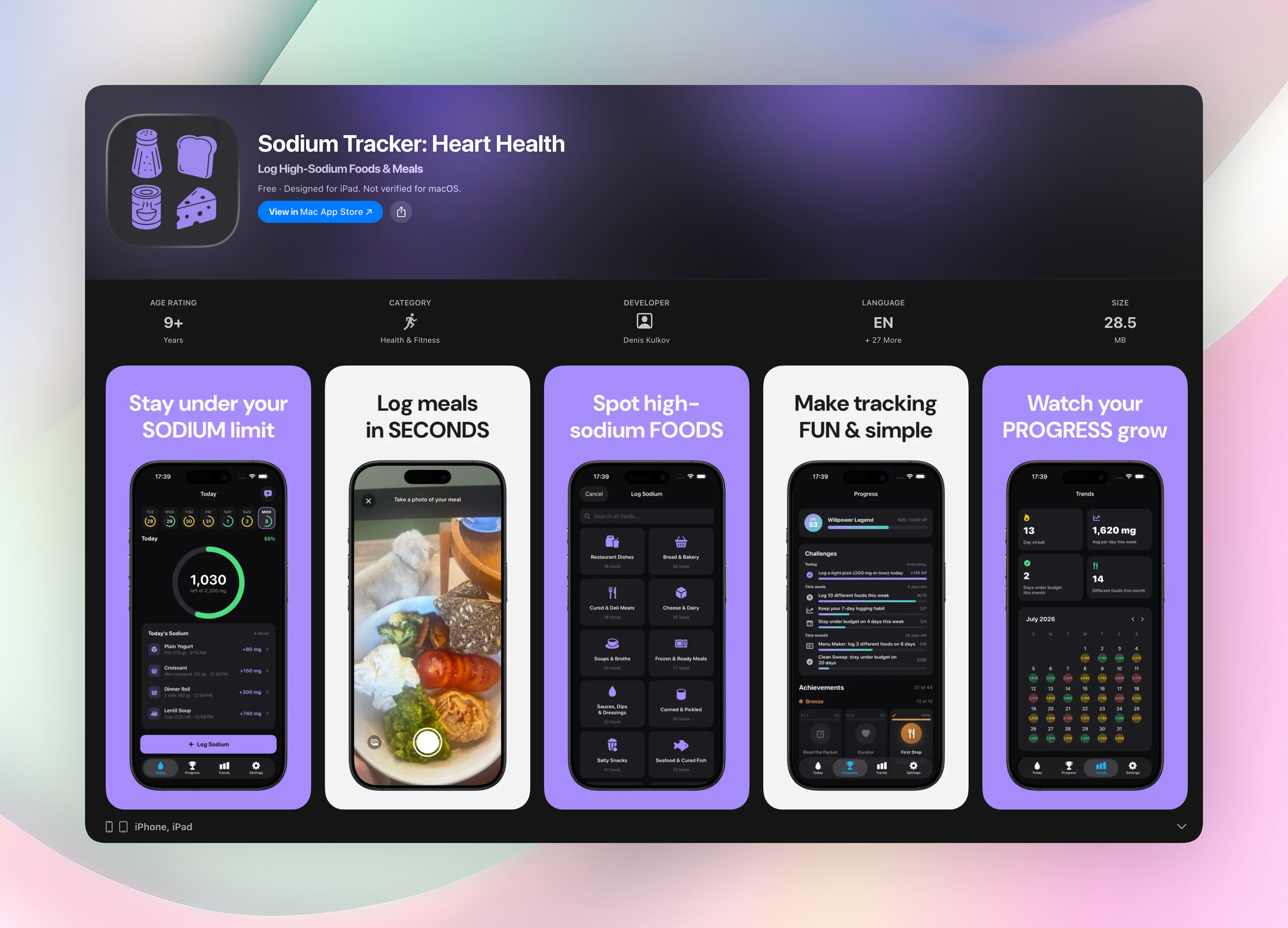 Sodium Tracker: Heart Health screenshot